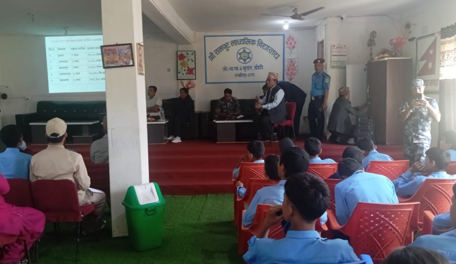 जोरायल गाउँपालिकामा शान्ति सुरक्षा, अपराध नियन्त्रण, सेवा प्रवाह सम्बन्धि सचेतनामुलक कार्यक्रम