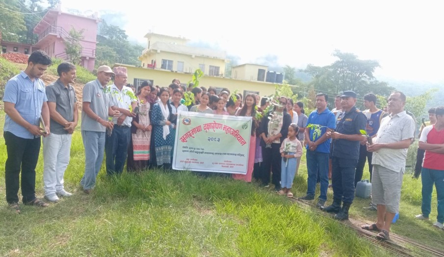 डोटी बहुमुखी क्याम्पस होस्टेल परिसरमा सगरमाथा बृक्षारोपण महाअभियान अन्तर्गत श्रीमान् प्रमुख जिल्ला अधिकारीज्युले बृक्षारोपण कार्यक्रमको उदघाटन
